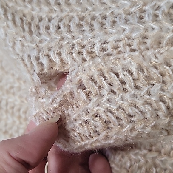 Essentials by Full Tilt Oatmeal Colored Button Front Loose Knit Cardigan Sweater - Picture 12 of 12